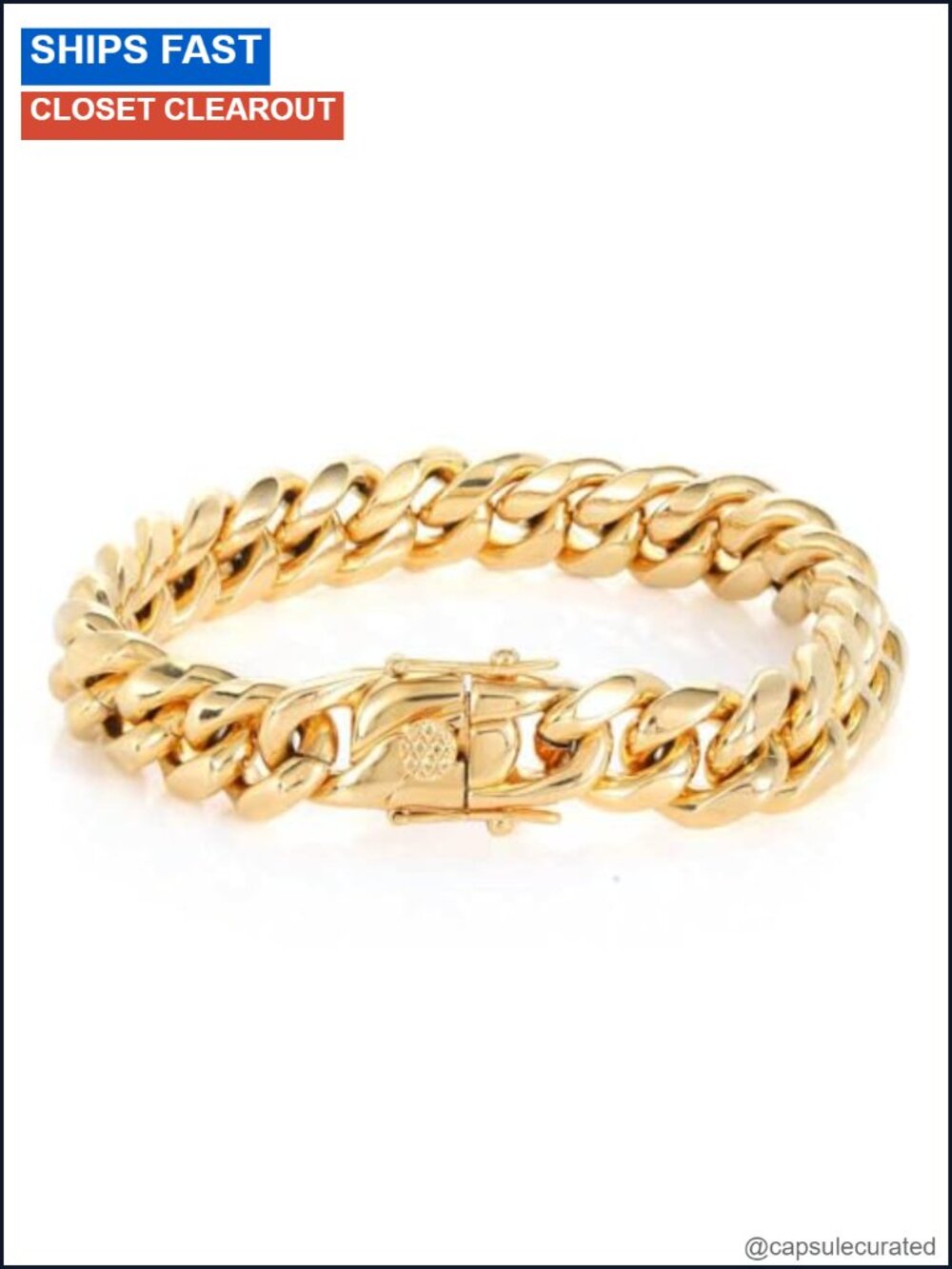 18K Gold Cuban Link Bracelet 12mm Miami Hip Hop Unisex Gift